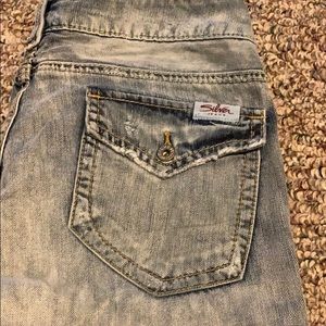 Silver long jean shorts